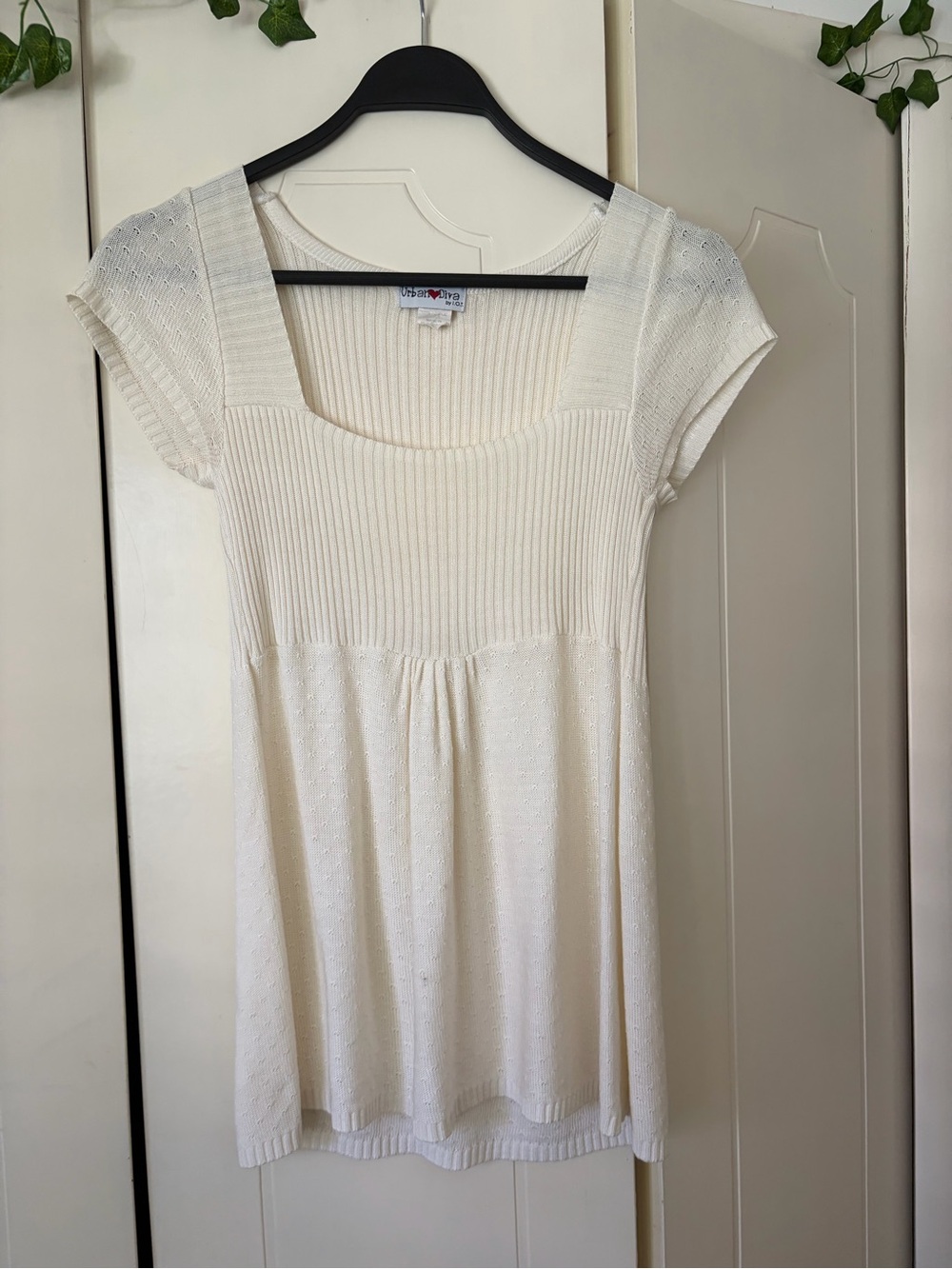 Women's Cream Knit Scoop Neck Top